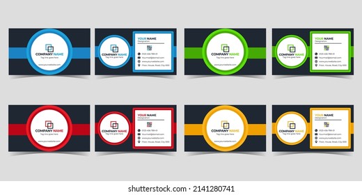 Professional Simple Stylist Modern business card in blue, red, green and yellow color corporate business card (Visiting Card) for your company