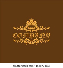 professional simple vintage company logo with gold color, unique logo.