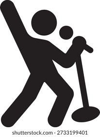 Professional Singer Performance Icon Representing Music Entertainment Karaoke and Live Concert Event Silhouette for Stage Artist and Vocalist Graphic Design