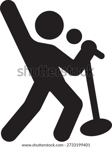 Professional Singer Performance Icon Representing Music Entertainment Karaoke and Live Concert Event Silhouette for Stage Artist and Vocalist Graphic Design