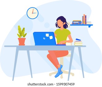 Professional Sitting Girl Laptop Stock Vector (Royalty Free) 1599307459