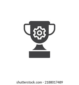 Professional skills vector icon. filled flat sign for mobile concept and web design. Award Cup and gear glyph icon. Symbol, logo illustration. Vector graphics
