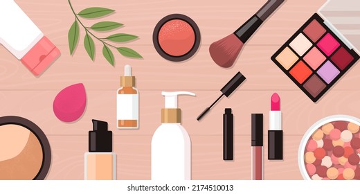 Professional skin care and makeup products, beauty and fashion concept