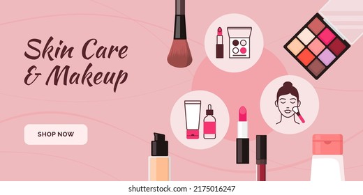 Professional skin care and makeup products, beauty and fashion concept