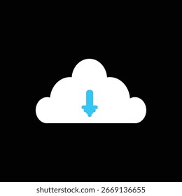 A professional and sleek icon representing data being downloaded from a cloud server. Ideal for use in UI UX design, mobile apps, and business-related presentations.