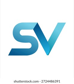 A professional and sleek monogram featuring the letters "S" and "V" intertwined with a 3D ribbon effect and a blue gradient finish.