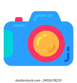 Professional SLR camera of paparazzi photographer. Secret agent detective equipment for industrial espionage. Photo and video tool. Simple Flat vector isolated on white background svg