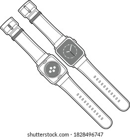 Professional Smart Watch Vector / Line Drawing. Icon, Logo, Design, Element svg
