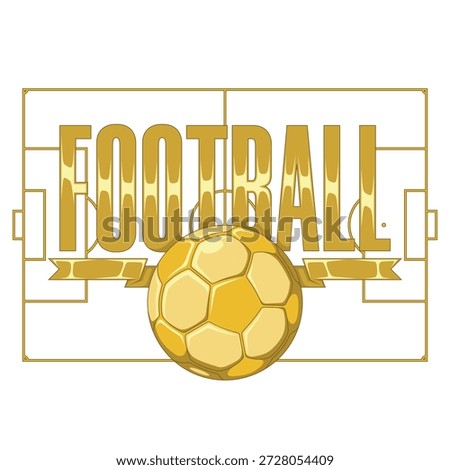 Professional soccer ball surrounded by tape on a grass field with white lines in the background. Sports design concept for tournaments, marketing, and amateur players