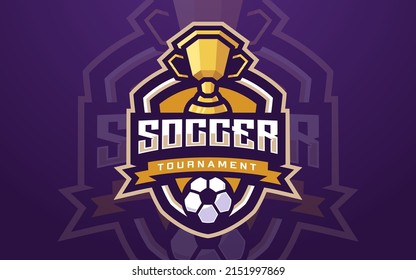 Professional Soccer Club Logo Template with Trophy for Sports Team