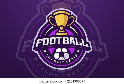 Professional Soccer Club Logo Template With Trophy For Sports Team