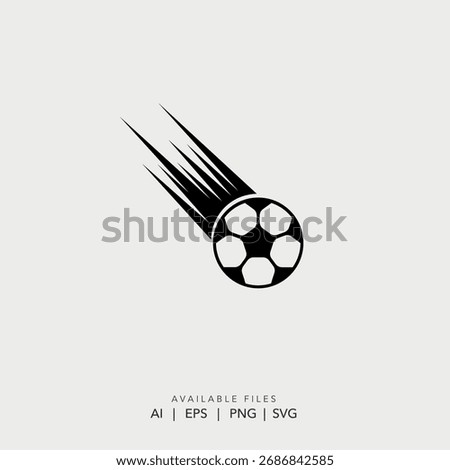 professional soccer team logo template, dynamic sports badge with moving ball icon
