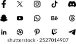 Professional social media icons, Symbols, Popular social network logo icons collection in various forms, Popular social network symbols, social media logo icons collection