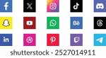 Professional social media icons, Symbols, Popular social network logo icons collection in various forms, Popular social network symbols, social media logo icons collection