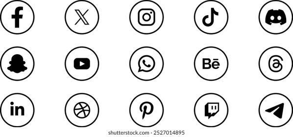 Professional social media icons, Symbols, Popular social network logo icons collection in various forms, Popular social network symbols, social media logo icons collection