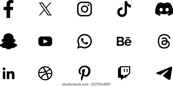 Professional social media icons, Symbols, Popular social network logo icons collection in various forms, Popular social network symbols, social media logo icons collection