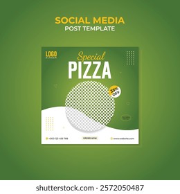 Professional Social Media Post Design Template for Restaurant Marketing. Sale Pizza in Social Media. Social Media Marketing Banner.