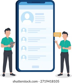 Professional Social Media Profile Interface and User Communication Concept Illustration