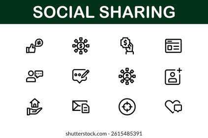 Professional Social Sharing Icon Set Vector Illustration. Most Useful Icons for Social Networks, Communication, and Content Sharing