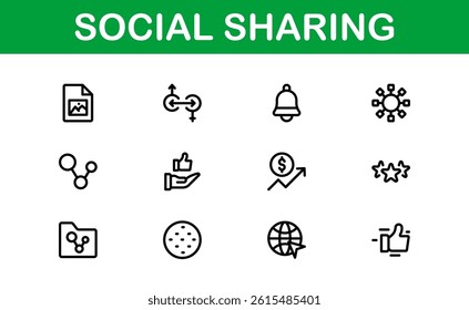 Professional Social Sharing Icon Set Vector Illustration. Most Useful Icons for Social Networks, Communication, and Content Sharing