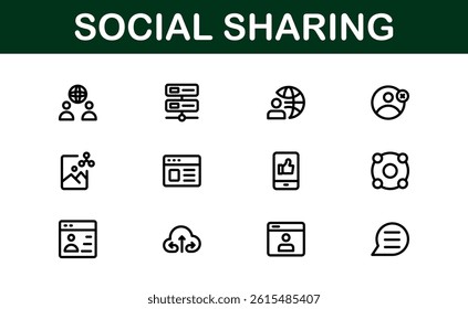 Professional Social Sharing Icon Set Vector Illustration. Most Useful Icons for Social Networks, Communication, and Content Sharing