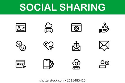 Professional Social Sharing Icon Set Vector Illustration. Most Useful Icons for Social Networks, Communication, and Content Sharing