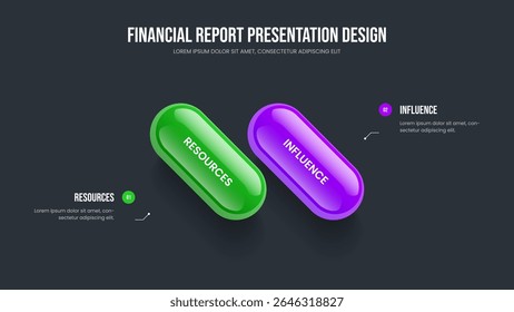 Professional Solution 2 Step Infographic Presentation Template. Consulting Insight Slideshow Design Vector Illustration. Marketing Growth Two Option Diagram Frame Layout.