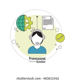 Professional solution concept represented by operator man icon. Colorfull and flat illustration.