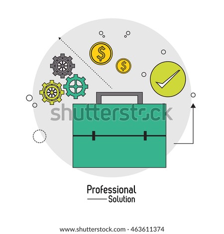 Professional solution concept represented by suitcase icon. Colorfull and flat illustration.