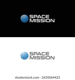 Professional spacet themed logo design featuring a stylized circular sphere with orbit-like lines and bold futuristic typography perfect for space, science, innovation, or tech-related branding
