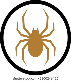 Professional spider badge logo featuring a clean arachnid silhouette enclosed within a circular emblem.