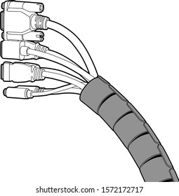 Professional Spiral Wrap Vector / Line Drawing. Ideal for packaging design, graphic design and web design. Clean modern simple look. Cable Management, Tidy, Clean. - Vector