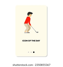 Professional sport thin flat icon. Concentration golf player isolated vector sign. Sport and activity concept. Vector illustration symbol elements for web design and apps