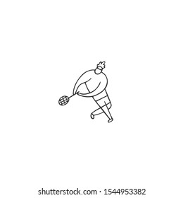 Professional sport. Vector hand drawn icon, a male tennis player. Active way of life. For websites and mobile applications. For sports schools and courses.