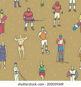 Professional sportsmen seamless pattern