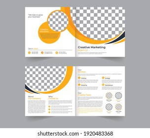 professional square bi-fold brochure design vector