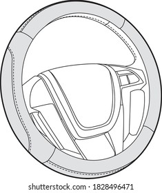 Professional Steering Wheel Cover Vector / Line Drawing. Icon, Logo, Design, Element