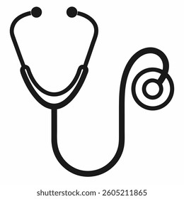 professional stethoscope outline icon on white background