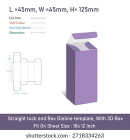 Professional straight tuck end box die line template designed for accurate printing and easy assembly. Perfect for retail packaging, cosmetics, food, and product boxes.
