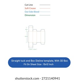 Modelo de dieline profissional de caixa de extremidade de tuck reto projetado para impressão precisa e fácil montagem. Perfeito para embalagens de varejo, cosméticos, alimentos e caixas de produtos. Arquivo de corte pronto para impressão totalmente editável