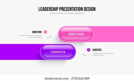 Profesional Estrategia 2 Diagrama de elementos Diseño de presentación. Lanzamiento de mercado Diseño de presentación de diapositivas infográficas de dos opciones. Ilustración vectorial de Plantilla de marco de desarrollo de productos.