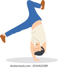 Professional Street Dancer People Character. Flat Vector Illustration.