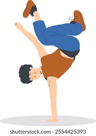 Professional Street Dancer People Character. Flat Vector Illustration.