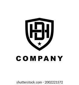 A professional and strong logo design combining the letters H and D inside a shield emblem, symbolizing protection, prestige, and authority. Perfect for security services, law firms, luxury businesses