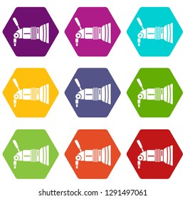 Professional studio light icons 9 set coloful isolated on white for web