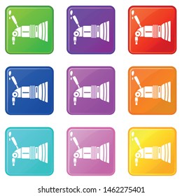 Professional studio light icons set 9 color collection isolated on white for any design