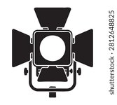Professional studio lighting equipment icon with barn doors spotlight lighting barndoors photography production equipment