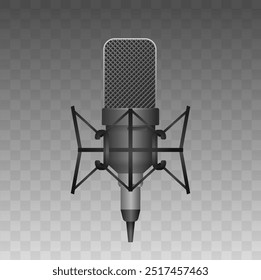 Professional Studio Microphone Ideal For Audio Recording, Podcast Production, And Music Studio Concepts. Realistic 3d