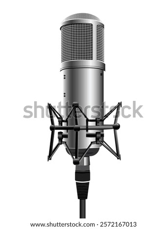 Professional studio microphone. Sound recording equipment concept. Vector illustration isolated on a Transparn background