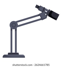 Professional studio microphone is standing on an adjustable arm, ready for recording